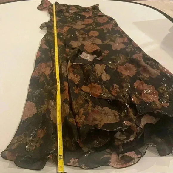 Ralph Lauren Collection Chiffon Evening Gown Floral One Shoulder Ruffle Dress 10 - Picture 12 of 13